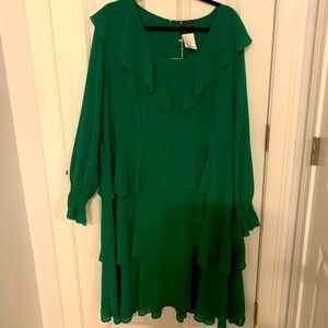 Marina Rinaldi Georgette Green Dress